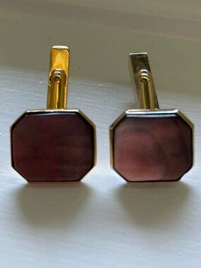 Vintage Swank Mother of Pearl Gold Tone Cufflinks